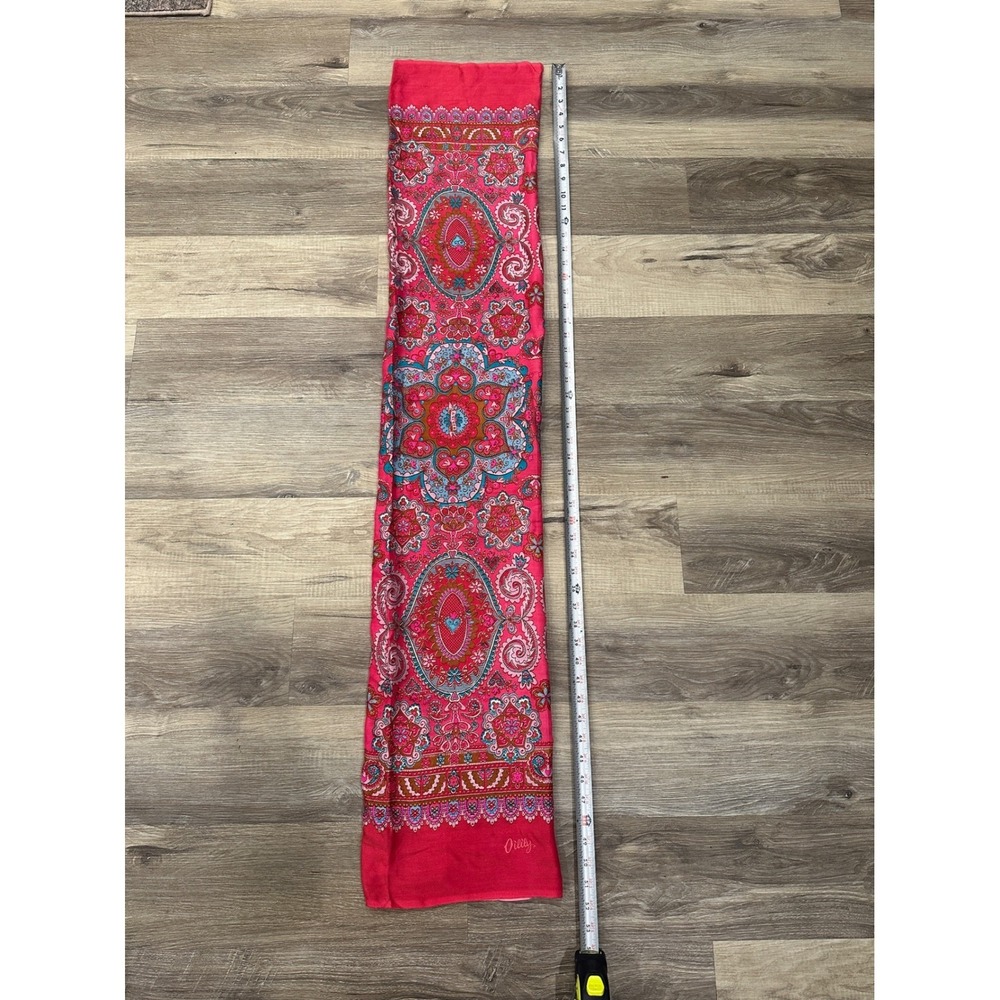 OILILY Pink Blue‎ Paisley Silk Scarf Fashion Accessory Women
